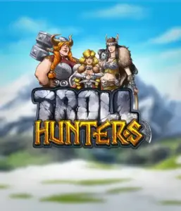 Step into the world of "Troll Hunters," where bold Viking warriors prepare to battle their foes. The logo displays a male and female Viking, dressed for battle, overlooking a cold mountainous backdrop. They emanate strength and courage, reflecting the essence of the game's adventurous theme.